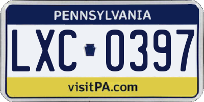 PA license plate LXC0397