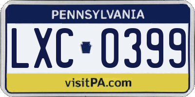 PA license plate LXC0399