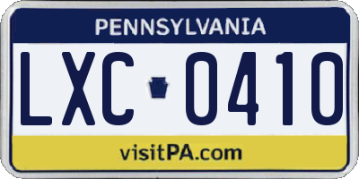 PA license plate LXC0410