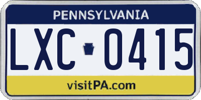 PA license plate LXC0415