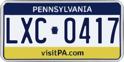PA license plate LXC0417