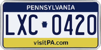 PA license plate LXC0420