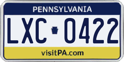 PA license plate LXC0422