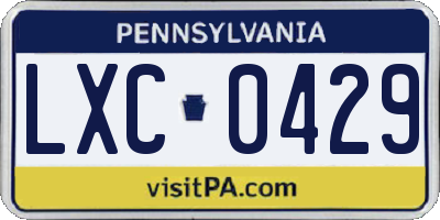 PA license plate LXC0429