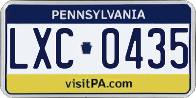PA license plate LXC0435