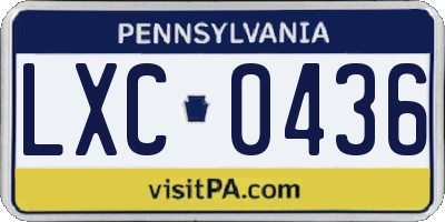 PA license plate LXC0436