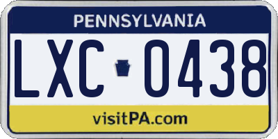 PA license plate LXC0438