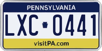 PA license plate LXC0441