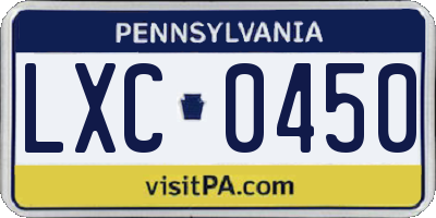 PA license plate LXC0450