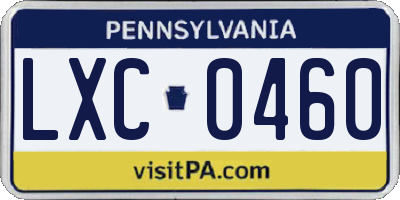 PA license plate LXC0460