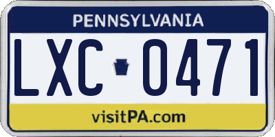PA license plate LXC0471