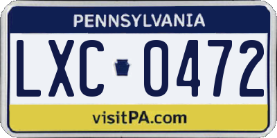 PA license plate LXC0472