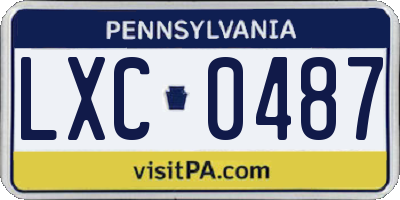 PA license plate LXC0487