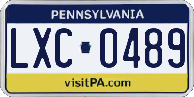 PA license plate LXC0489