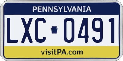 PA license plate LXC0491