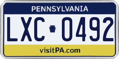PA license plate LXC0492