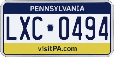 PA license plate LXC0494
