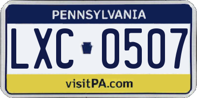 PA license plate LXC0507