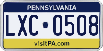 PA license plate LXC0508