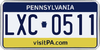 PA license plate LXC0511