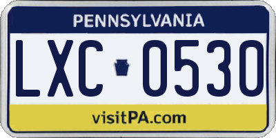 PA license plate LXC0530
