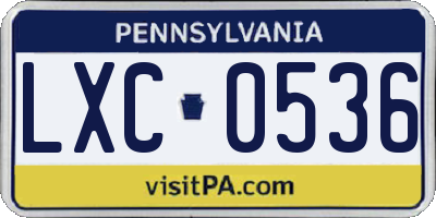 PA license plate LXC0536