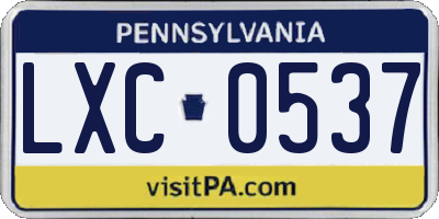 PA license plate LXC0537