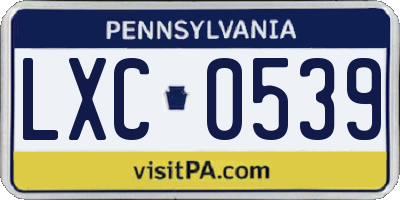 PA license plate LXC0539