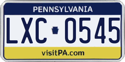 PA license plate LXC0545