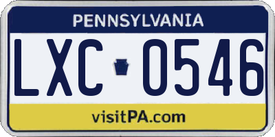 PA license plate LXC0546
