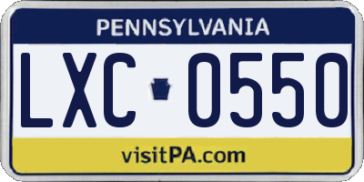 PA license plate LXC0550