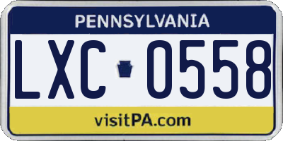 PA license plate LXC0558