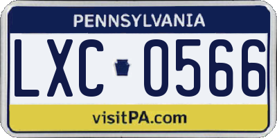 PA license plate LXC0566