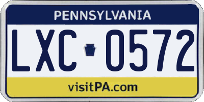 PA license plate LXC0572