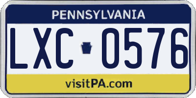 PA license plate LXC0576