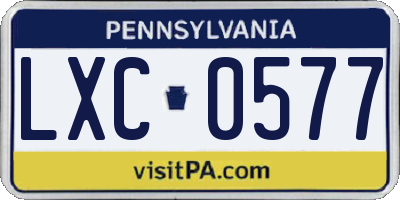 PA license plate LXC0577