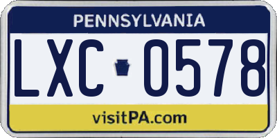 PA license plate LXC0578