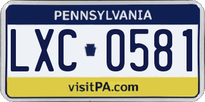 PA license plate LXC0581