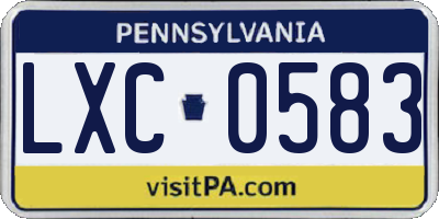 PA license plate LXC0583