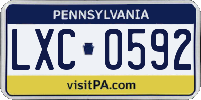 PA license plate LXC0592