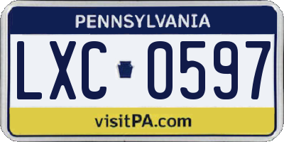 PA license plate LXC0597
