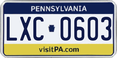 PA license plate LXC0603