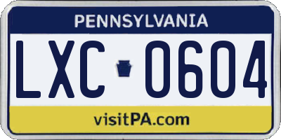 PA license plate LXC0604