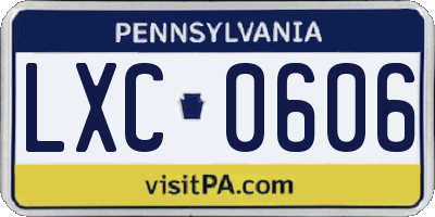 PA license plate LXC0606