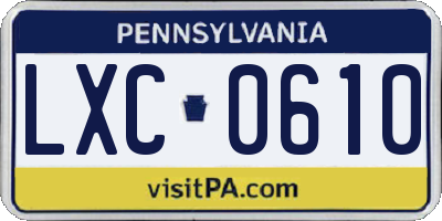 PA license plate LXC0610