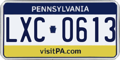 PA license plate LXC0613