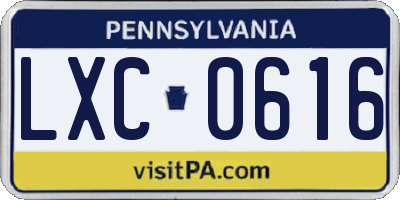 PA license plate LXC0616