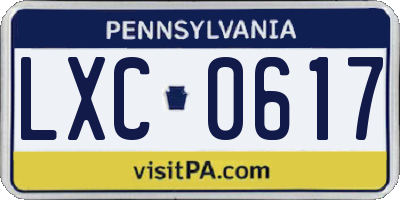 PA license plate LXC0617