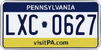 PA license plate LXC0627