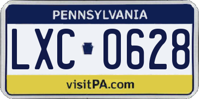 PA license plate LXC0628